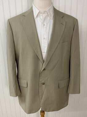 Brooks Brothers Brookscool Poplin tan 2-button cotton suit jacket blazer, 44S